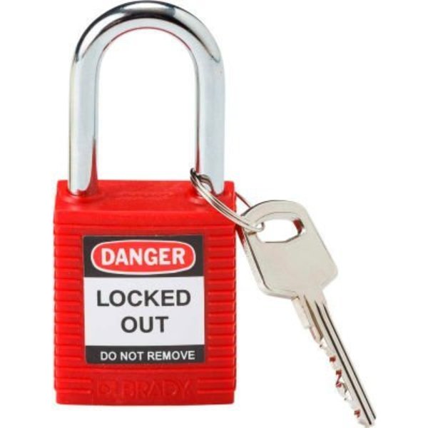Brady Brady® 99552 Safety Padlock With Label, Plastic Covered Steel, Red 99552